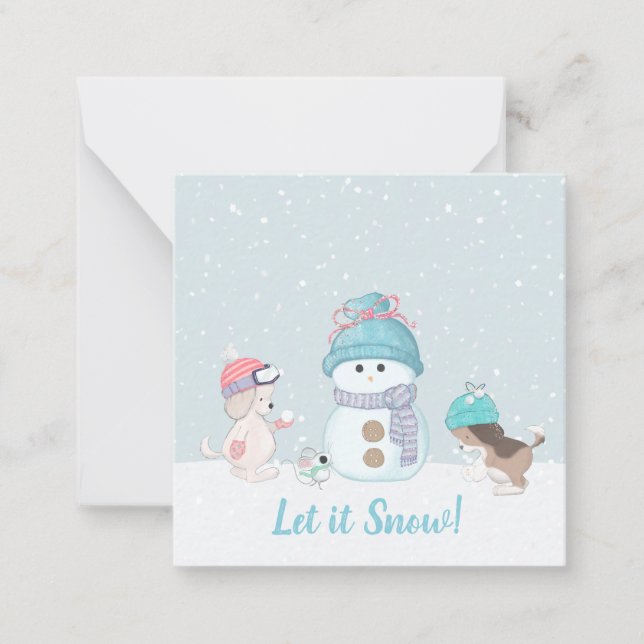 Let it Snow Cute Dogs Note Card (Front)
