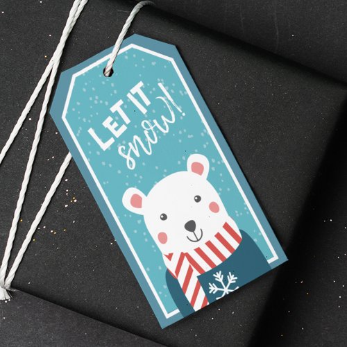 Let it snow cute polar bear Christmas Gift Tags