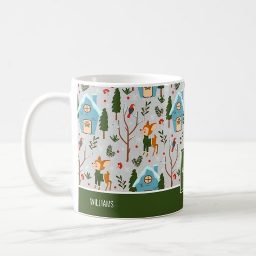 Let it Snow Cute Reindeer Name Green Christmas Coffee Mug