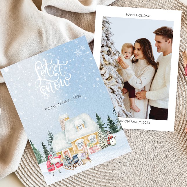 Let it snow Cute Santa Christmas Photo Card (Creator Uploaded)