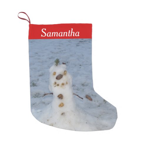 Let it Snow Cute Small Nature Snowman Small Christmas Stocking