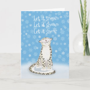 'Let it snow' cute snow leopard Christmas card