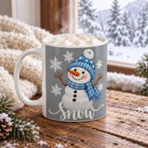 Let It Snow Cute Snowman Gray Winter Mug