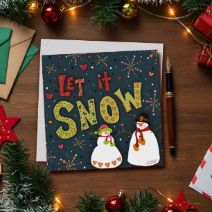 Let it Snow Cute Snowmen Christmas Holiday