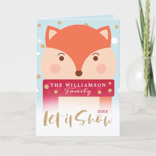 let it Snow  Cute Winter Fox Holiday Card