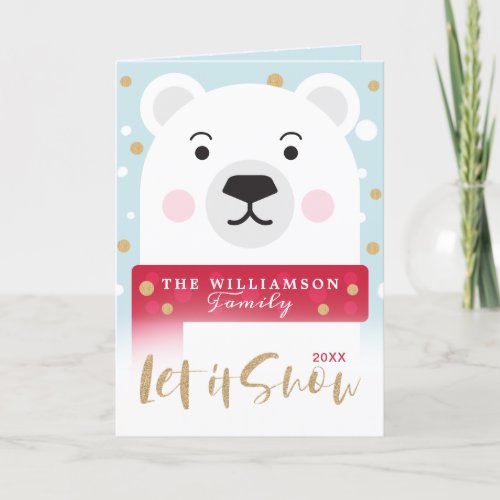 let it Snow  Cute Winter Polar Bear Holiday Card