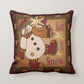 Let it Snow Decorative Vintage Snowman Throw Pillow