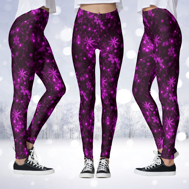Let it Snow Deep Purple Snowflakes Leggings (Let it Snow Deep Purple Snowflakes Leggings)