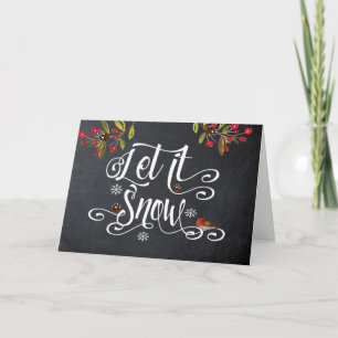 let it snow floral berries christmas card