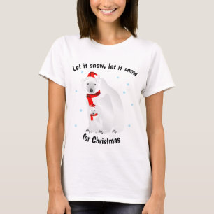Let it Snow for Christmas Polar Bear Plaid Scarf T-Shirt