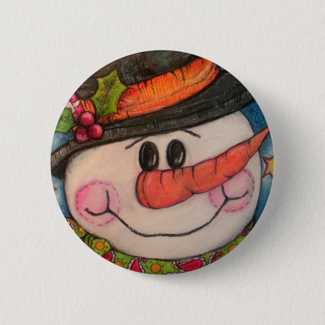Let It Snow - Frosty Snowman Pinback Button (Front)