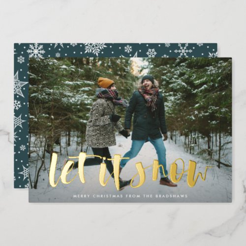Let it Snow Full Photo Foil Holiday Card