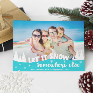 Let it snow fun holiday vacation beach Christmas Card
