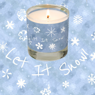 Let It Snow Fun Playful Snowflakes Light Blue Scented Candle