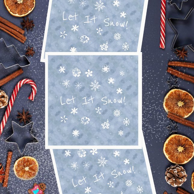 Let It Snow Fun Snowflakes Blue Winter Holiday Napkins (Creator Uploaded)