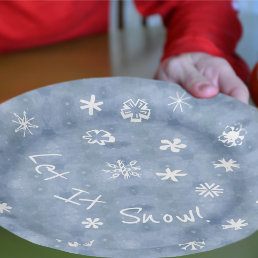Let It Snow Fun Snowflakes Blue Winter Holiday Paper Plates