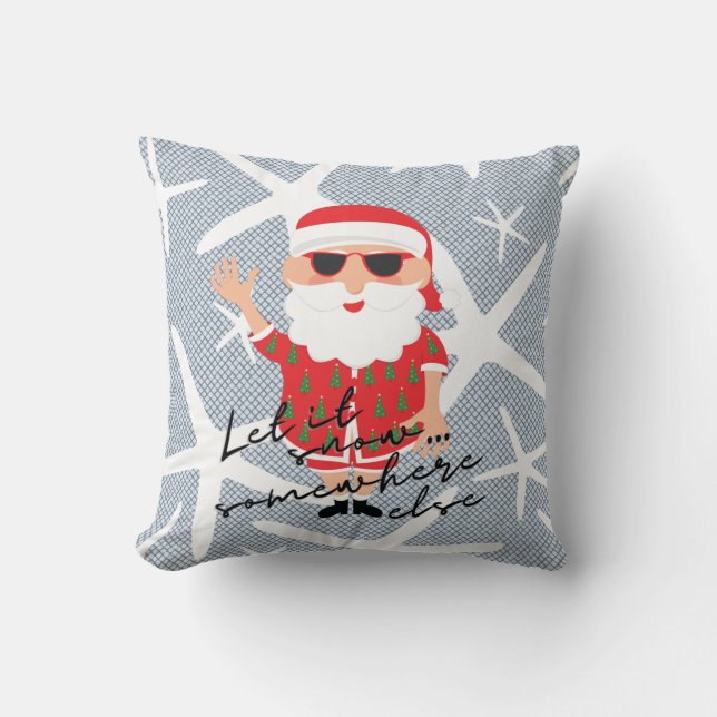 Let It Snow Funny Florida Christmas Santa Throw Pillow (Front)
