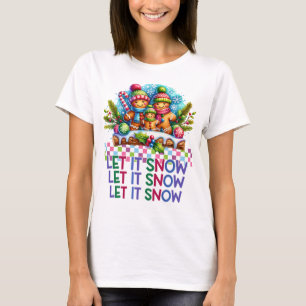 Let It Snow Gingerbread Family Christmas T-Shirt