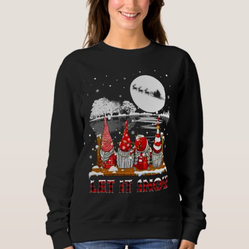 Let It Snow Gnome Plaid Christmas Pajamas Family M Sweatshirt