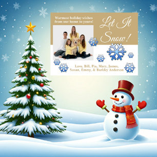Let It Snow! Gold & White Photo Christmas Card
