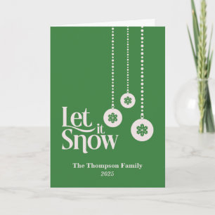 "Let it Snow" Green Christmas Card