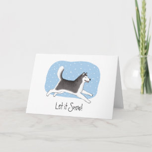 "Let it Snow!" Happy Husky Malamute Dog Christmas Holiday Card