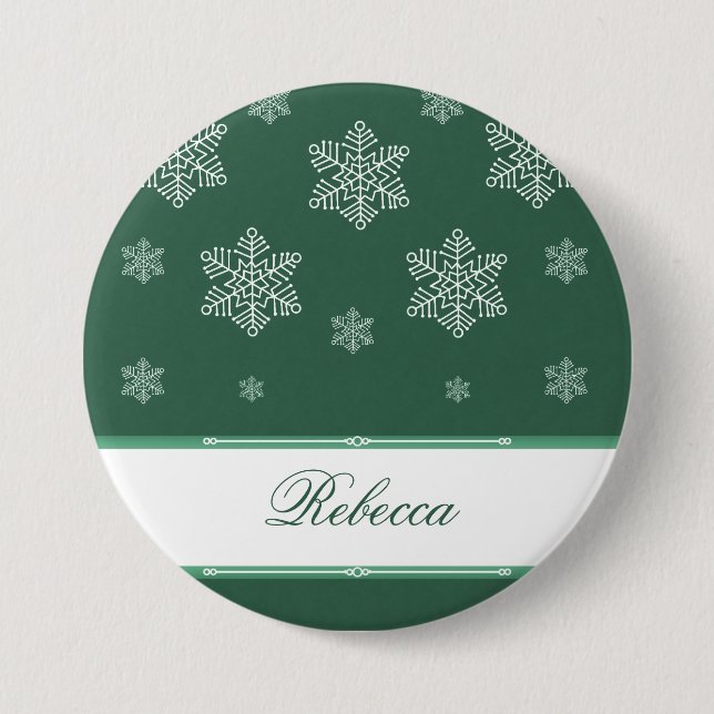 Let it Snow Holiday Button, Green Button (Front)