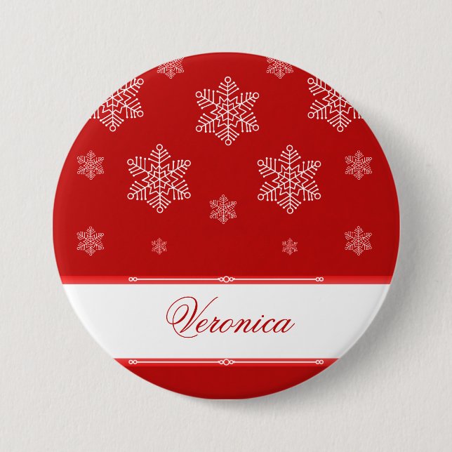 Let it Snow Holiday Button, Red Button (Front)