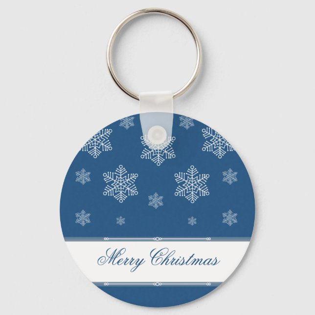Let it Snow Holiday Keychain, Royal Blue Keychain (Front)