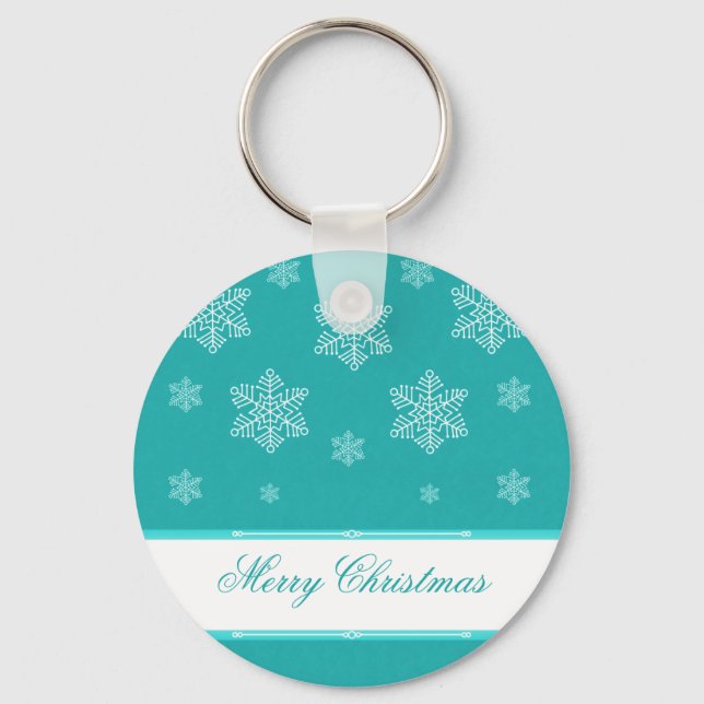 Let it Snow Holiday Keychain, Turquoise Keychain (Front)