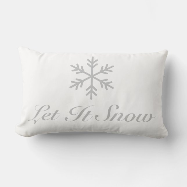 Let it Snow Holiday Lumbar Pillow Gray White (Front)