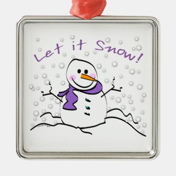 Let It Snow Holiday Metal Ornament by christmasgiftshop at Zazzle
