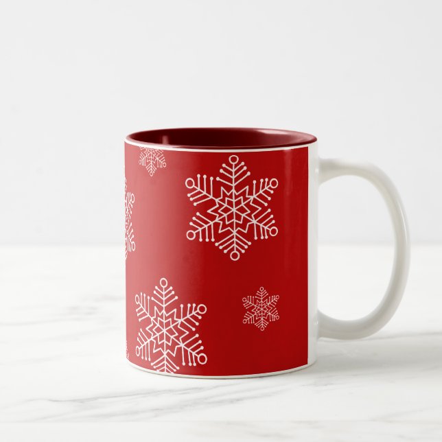 Let it Snow Holiday Mug, Red Two-Tone Coffee Mug (Right)