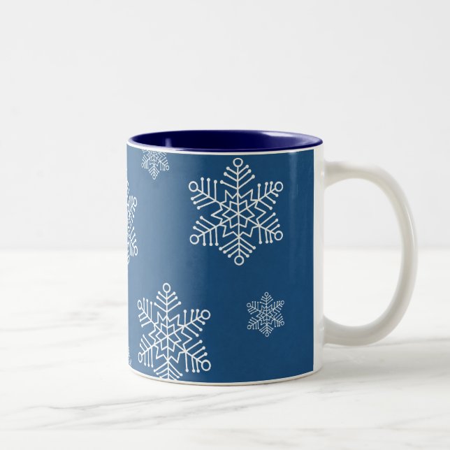 Let it Snow Holiday Mug, Royal Blue Two-Tone Coffee Mug (Right)