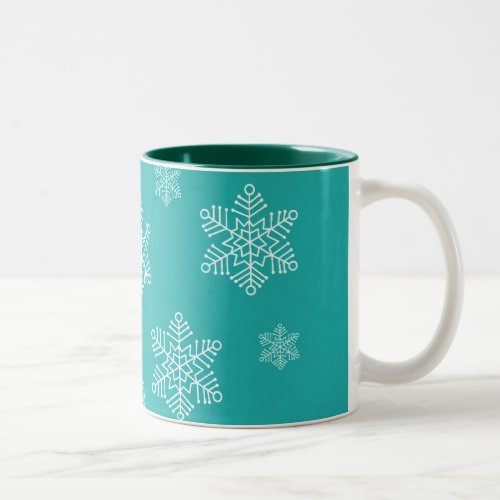 Let it Snow Holiday Mug Turquoise Two_Tone Coffee Mug