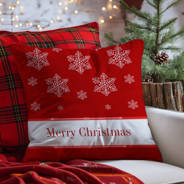 Let it Snow Holiday Pillow, Red Throw Pillow (Red Let it Snow Holiday Throw Pillow)