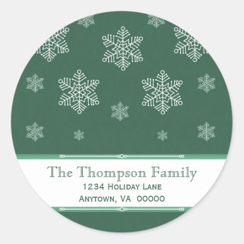 Let it Snow Holiday Stickers Green Classic Round Sticker