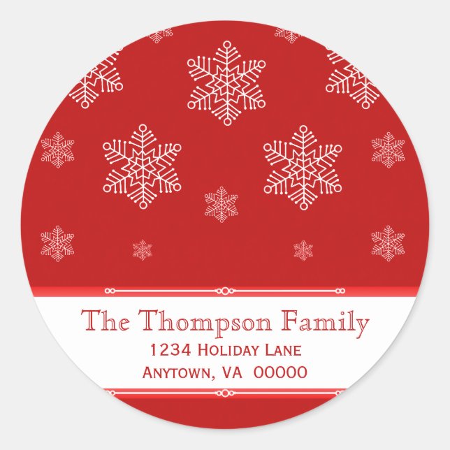 Let it Snow Holiday Stickers, Red Classic Round Sticker (Front)