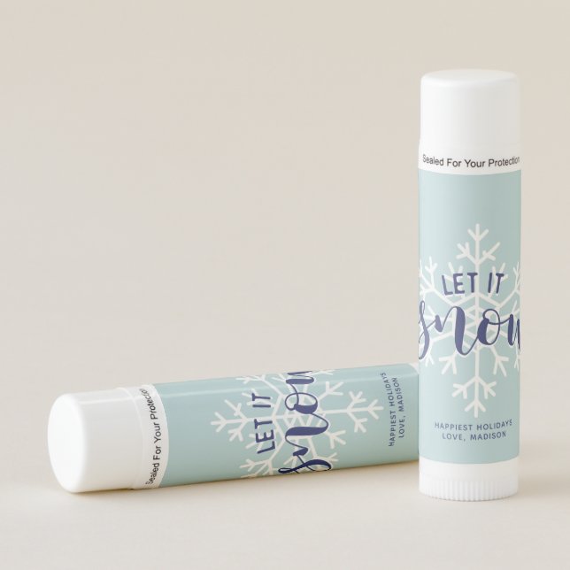 "Let It Snow" Holiday Themed Personalized Lip Balm (Front)