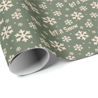 Let It Snow Holiday Wrapping Paper - Green