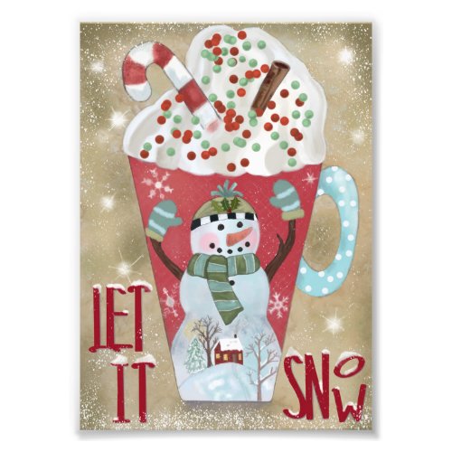 Let It Snow Hot Chocolate Winter Scene Photo Print