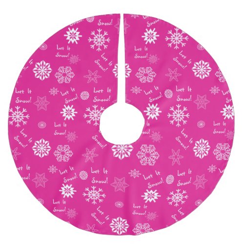 Let It Snow Hot Pink Brushed Polyester Tree Skirt
