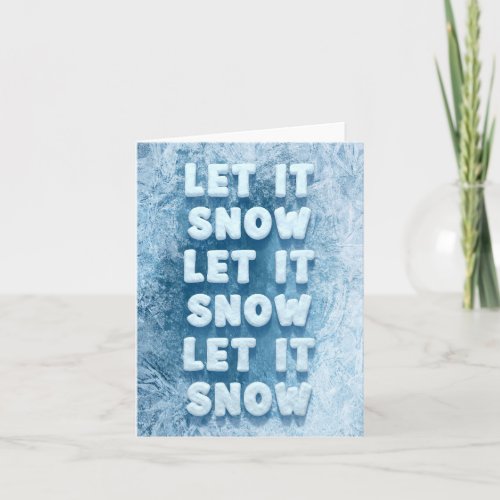 Let it snow icy 3D typography fun Card