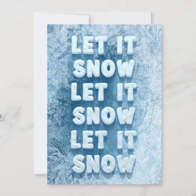 Let it snow icy 3D typography fun Holiday Card (Front)