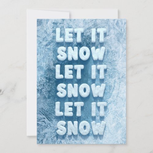 Let it snow icy 3D typography fun Holiday Card