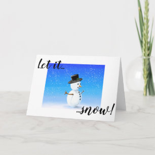 Let it snow jolly snowman in top hat card