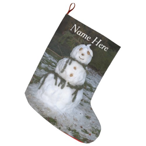 Let it Snow Jolly Snowman Snow Lady Seashell Large Christmas Stocking