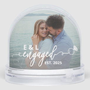 Let It Snow Let It Glow Engagement Picture Winter Globe