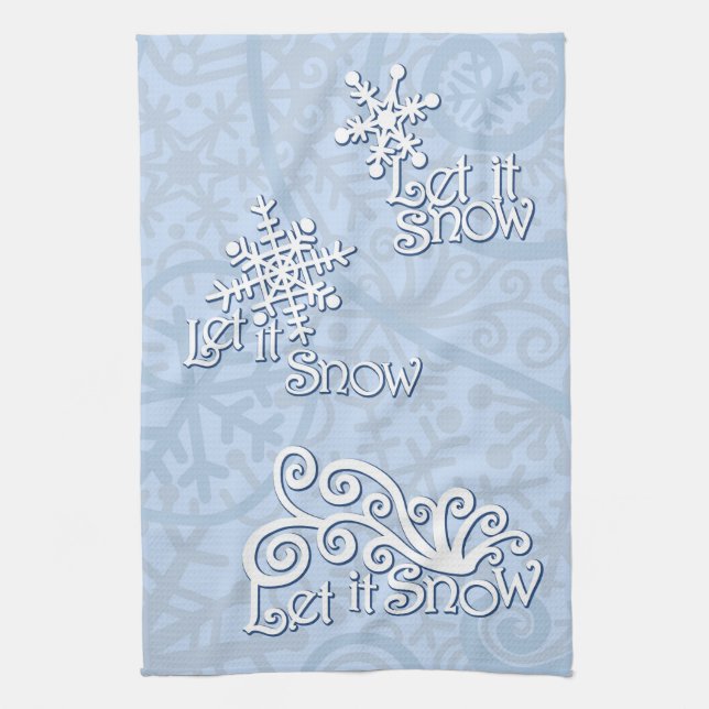 Let it Snow Light Blue Kitchen Towel (Vertical)