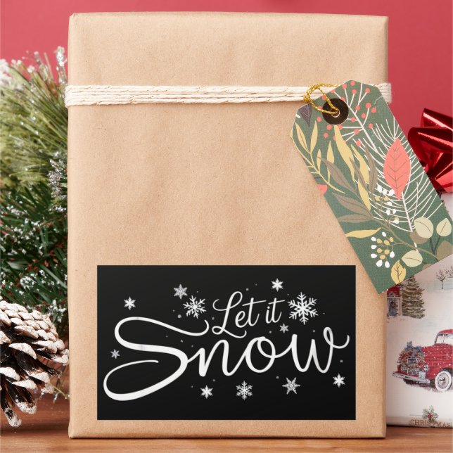 Let It Snow Lover Snowflake Holiday Merry Xmas  Rectangular Sticker (Holiday)